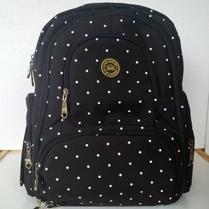 Diaper Backpack|Multi-Pocket|Black Polka-Dot